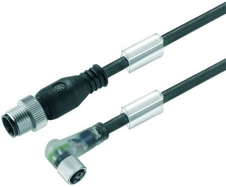 Weidmüller Sensor-Aktor-Steckverbinder M12 konfektioniert, Stecker gerade und Buchse gewinkelt, schwarz, Länge: 5,00 m - Bild 1