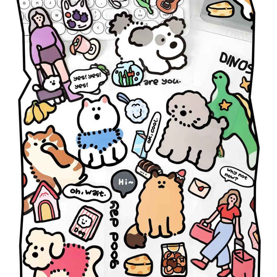 TWBEB Stay Cute Cartoon-Aufkleber aus synthetischem Papier, 2 Blatt pro Packung, Mehrfarbig, selbstklebend für Scrapbooking und DIY-Bastelbedarf - Bild 3