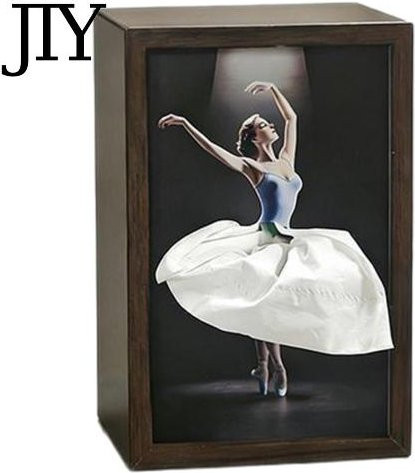 Jiangjunxi Taschentuchbox aus Nussbaumholz mit Ballettänzer-Design in Schwarz und Braun - Bild 1