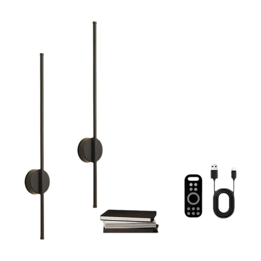 HAULVANG LED-Wandleuchte Schwarz, kabellose Up-Down Wandlampe mit Touch-Schalter, dimmbar, USB Typ-C wiederaufladbar und Fernbedienung - Bild 6
