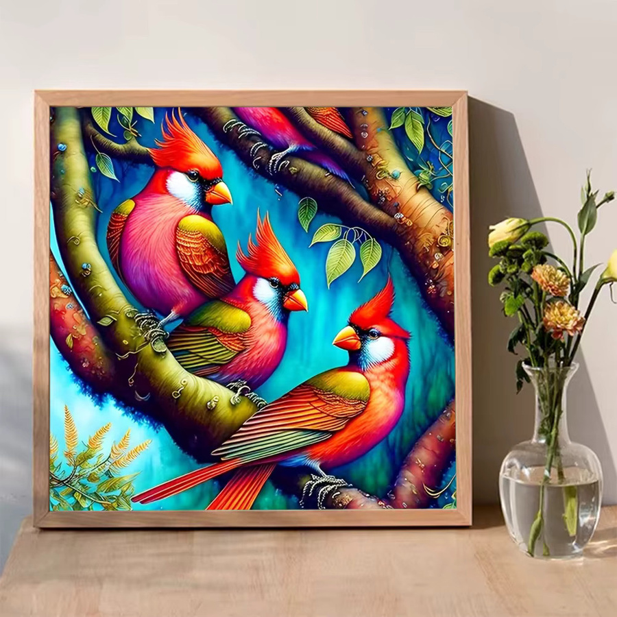 Momoart Diamant-Mosaik Vogel DIY-Set für Erwachsene und Anfänger, bunte Acryl-Diamantmalerei als Bastelbedarf für dein Hobby, B/B/B: 20 x 20 x 20 cm - Bild 3