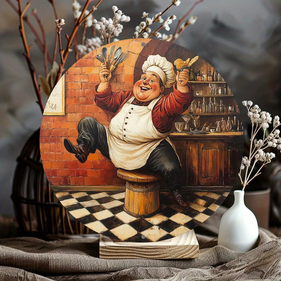 Potdemiel Rundes Aluminium-Wandschild mit Kochmotiv in Multicolour, Durchmesser: 20 cm - Bild 4