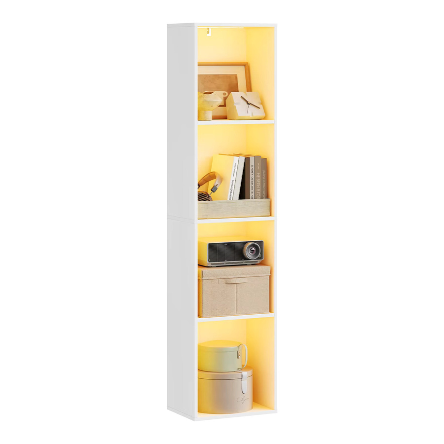 WOLTU Modernes vertikales Bücherregal in Weiß mit RGB-Beleuchtung und 4 Fächern, B/T/H: 40 x 29 x 170 cm - Bild 2