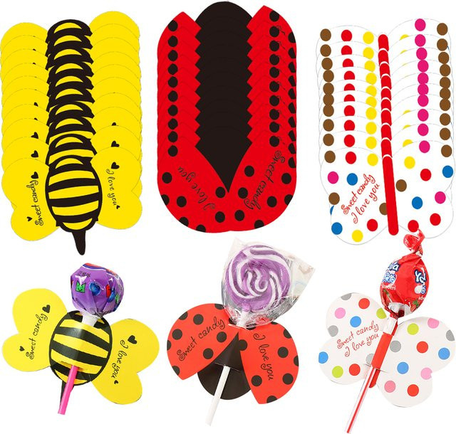 Partism Lutscher Halter mit Insektenmotiven wie Marienkäfer, Schmetterling und Biene für Kindergeburtstage und Partydekorationen - Bild 1
