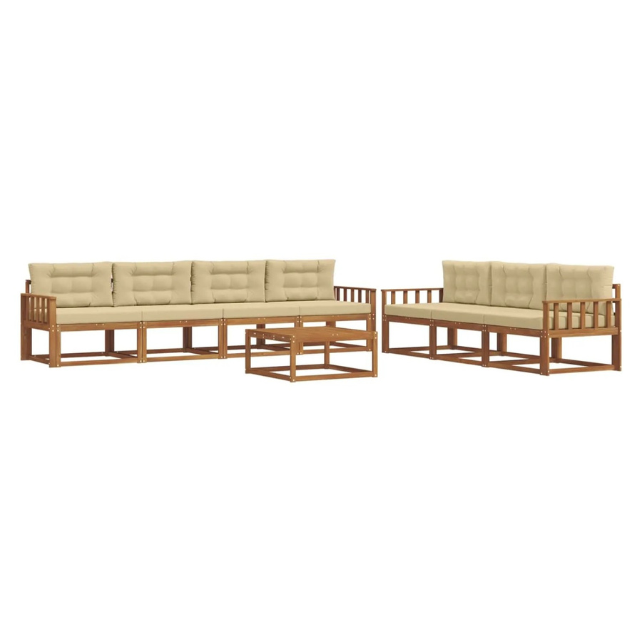 vidaXL Outdoor-Sofagarnitur 8-teilig aus Akazienholz mit Kissen in Natur und Beige - Bild 2