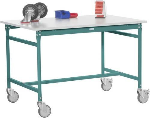 Manuflex Beistelltisch BASIS mobil mit PVC-Tischplatte in Wasserblau, B/T/H: 125 x 80 x 85 cm - Bild 1
