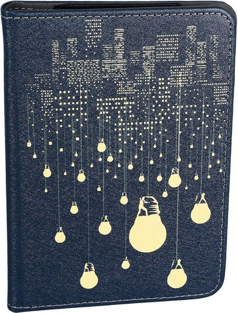 OutsideWorld Buchleser Hülle mit Handschlaufe und integrierter Lampe für Kindle 11. Generation 2022 in Blau mit exquisitem Muster - Bild 1
