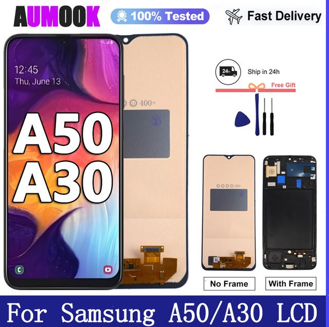 Samsung AMOLED LCD Display mit Touchscreen Digitizer in Schwarz für Galaxy A50 A505F und A30 A305F Ersatzteil - Bild 1