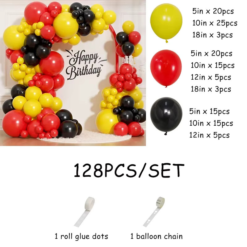 128 Stück Ballon Girlande Bogen Kit aus Latex in Rot, Gelb und Schwarz für Geburtstag und Party Dekorationen - Bild 2