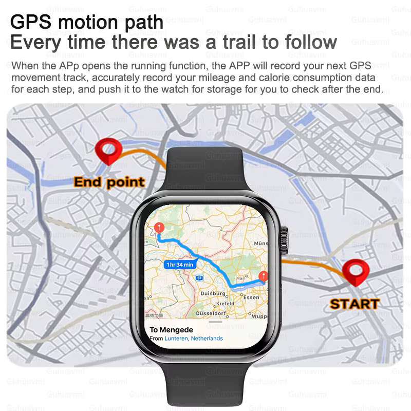 GUHUAVMI Smartwatch Serie 11 für Damen und Herren in Grau mit HD-AMOLED-Bildschirm, Bluetooth-Anruf, NFC, GPS und IP68 wasserdicht - Bild 2