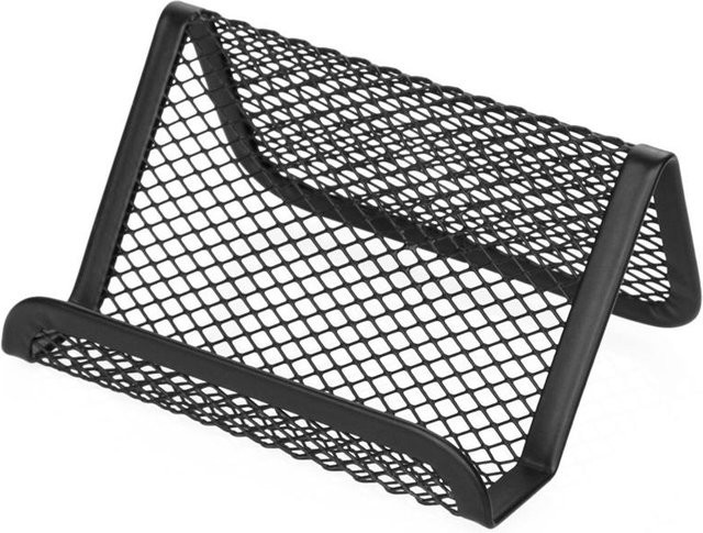 XYNN Visitenkartenhalter aus Metallgitter in Schwarz als Desktop-Organizer und Handyhalter - Bild 1