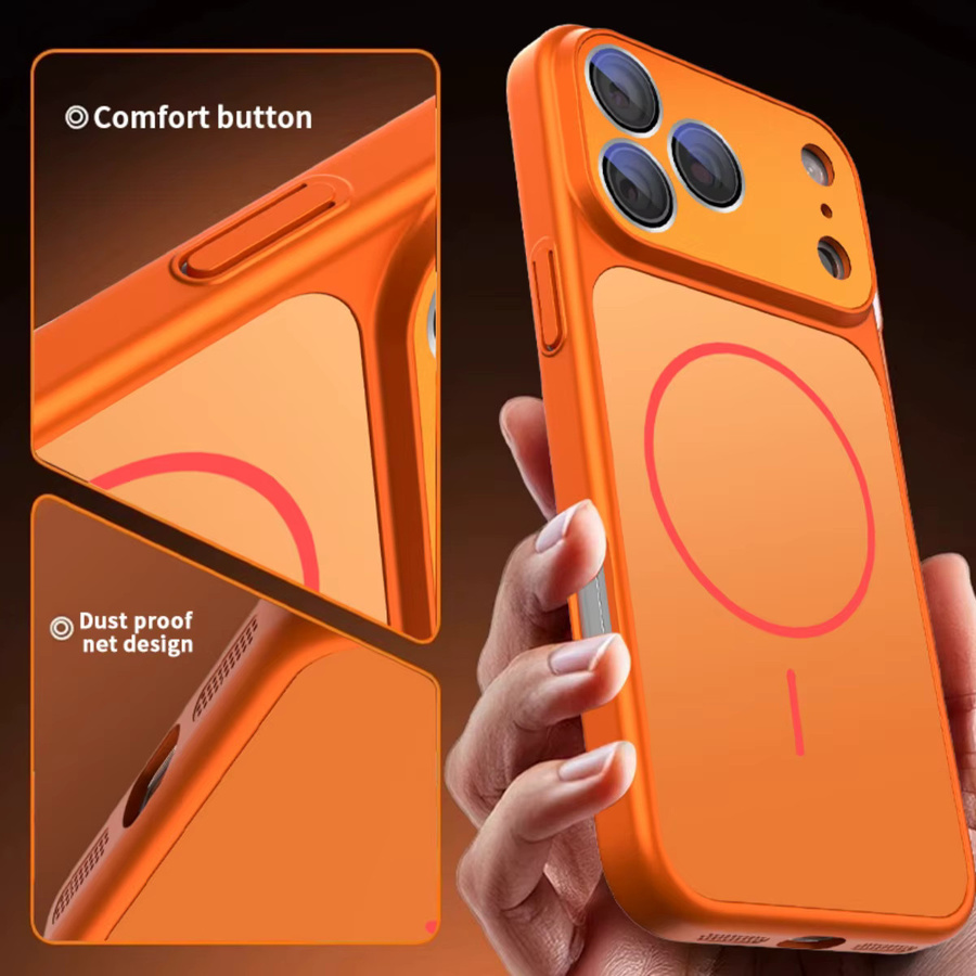 Stoßfeste MagSafe Schutzhülle für iPhone 17 Pro Max, 16, 15, 14, 13 mit magnetischer drahtloser Ladefunktion in Blau und Orange - Bild 3