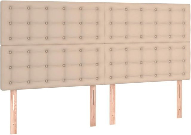 vidaXL LED Kopfteil aus Kunstleder in Cappuccino-Braun mit USB-Ladeport und integrierter Beleuchtung, B: 180 cm, T: 5 cm, H: 118 cm bis 128 cm - Bild 1