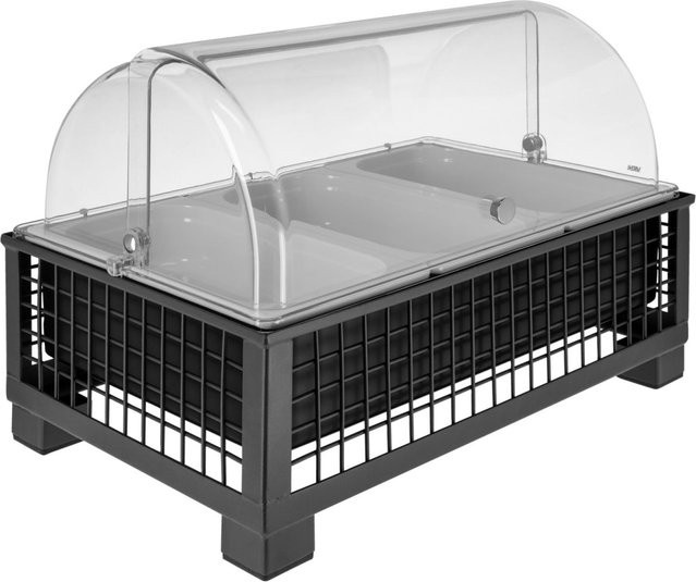 VEGA Buffetvitrine Portland hoch in Weiß und Anthrazit mit 3x GN 1/3 Behältern, B/T/H: 55,4 x 35,2 x 29,9 cm - Bild 1
