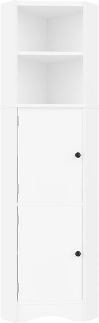 NK Space Eck-Badezimmerschrank in Weiß mit offenen Ablagefächern und Türen, H x B x T: 155,4 x 51,7 x 32 cm - Bild 1