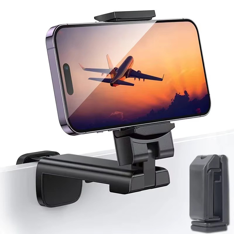 Opansten Flugzeug-Handyhalterung in Schwarz, faltbarer Reise-Handyständer für iPhone, Samsung, Google und Mi - Bild 3