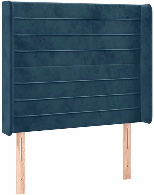 vidaXL Kopfteil mit Ohren in Dunkelblau aus Samt, B/T/H: 93 x 16 x 118/128 cm - Bild 1