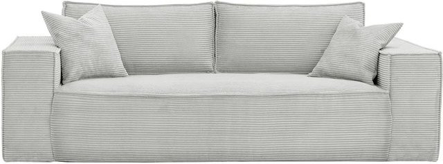 Vente-unique Schlafsofa Amelia in Grau mit Samtbezug, Breite: 214 cm, Tiefe: 90 cm, Höhe: 105 cm - Bild 1