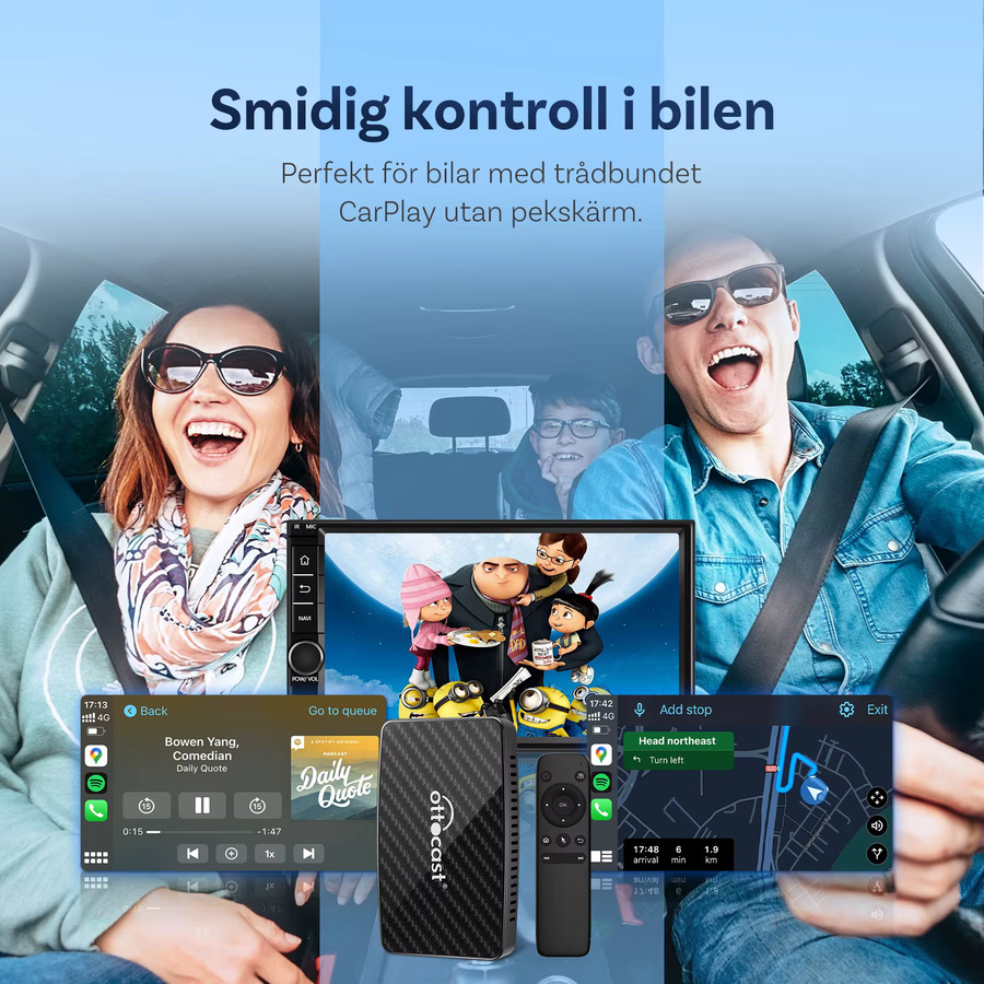 Ottocast Play2video Pro AI Box Kabelloser CarPlay und Android Auto Adapter mit 1080P Bildschirmspiegelung sowie integriertem YouTube, Netflix, TikTok und IPTV in Schwarz - Bild 5
