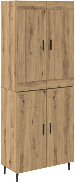 vidaXL Highboard 2-teilig Artisan-Eiche aus Engineered Wood und Glas, Farbe Braun, B/T/H: 180 x 34 x 60 cm - Bild 1