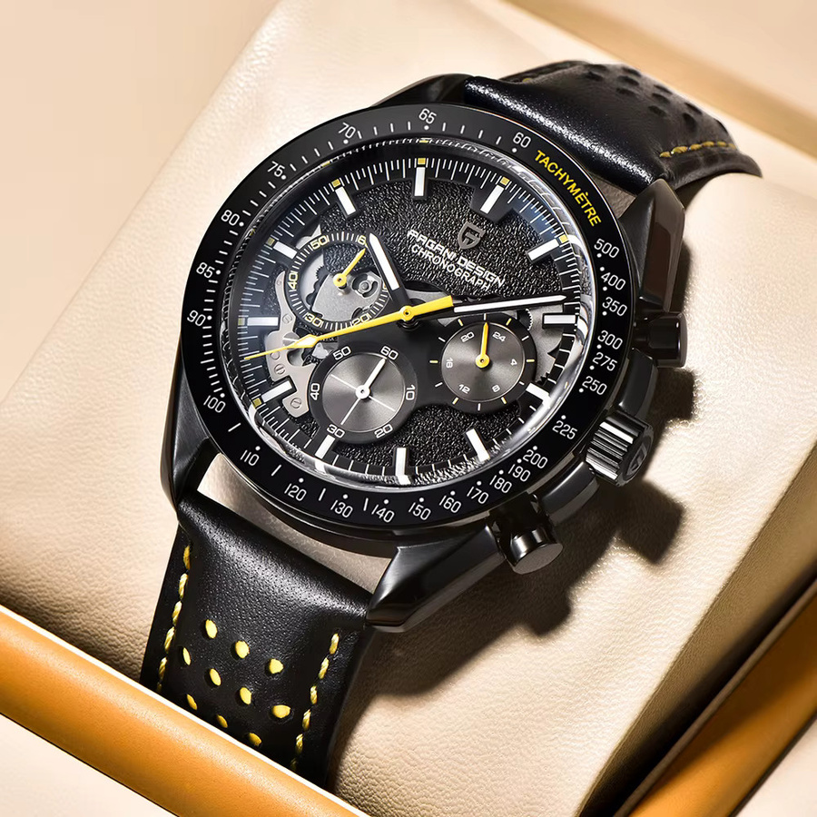 Pagani Design Chronograph, Quarz, Leder, Schwarz, Herren - Bild 3