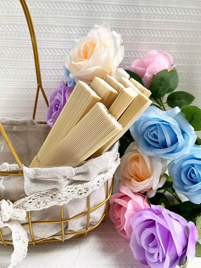 Personalisierte Bambus-Hochzeitsfächer von Auviderin mit individuellem Logo, faltbare Holzfächer in Mehrfarben für Werbung und Dekoration - Bild 3