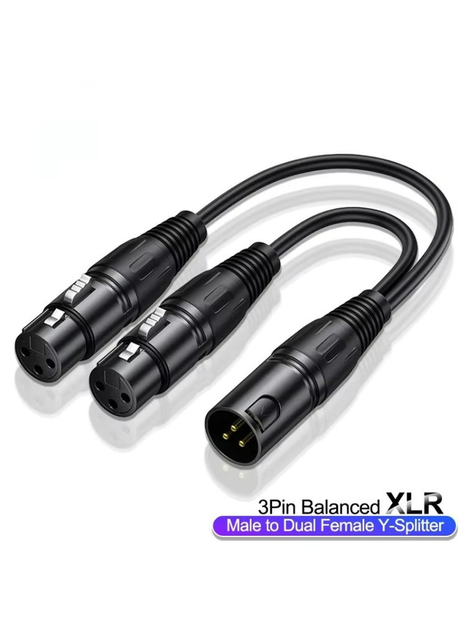 Sound Cannon XLR-Kabel Y-Splitter, männlich auf Dual-Weiblich, 3-poliges symmetrisches analoges Audio-Verlängerungskabel, Schwarz - Bild 7