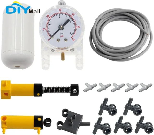 stemedu MOC-Set pneumatische Bausteine mit Lufttank, Pumpe, Kolben, 16-teiliges Set - Bild 1