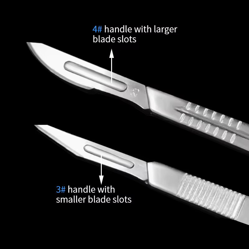 JIECARE Dental-Chirurgie-Skalpellgriffe Set aus Edelstahl in Silber mit abnehmbarem 3-teiligem Klingensystem für Präzisionsschnitte - Bild 2