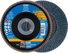 PFERD Polifan Fächerscheibe PFC konisch PSF STEELOX Blau Durchmesser: 125 mm, Bohrung: 22,23 mm für Stahl und Edelstahl - Bild 1