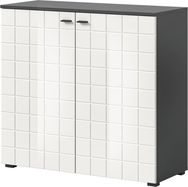 Inn.Furn Kommode Hakon in Weiß und Grau mit Hochglanz-Finish und 6 Fächern, Höhe: 92 cm - Bild 1