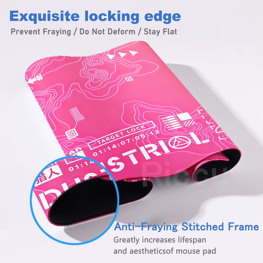 Riccu HD XXL Gaming Mauspad im Science-Fiction-Stil mit Konturlinien in Pink - Bild 2