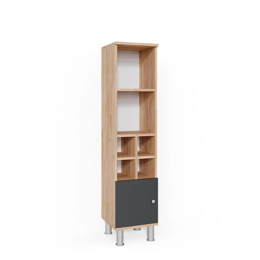 Vicco Badschrank Fynn Midischrank in Anthrazit und Eiche mit Goldakzenten, B/T/H: 30 x 30 x 130 cm - Bild 3