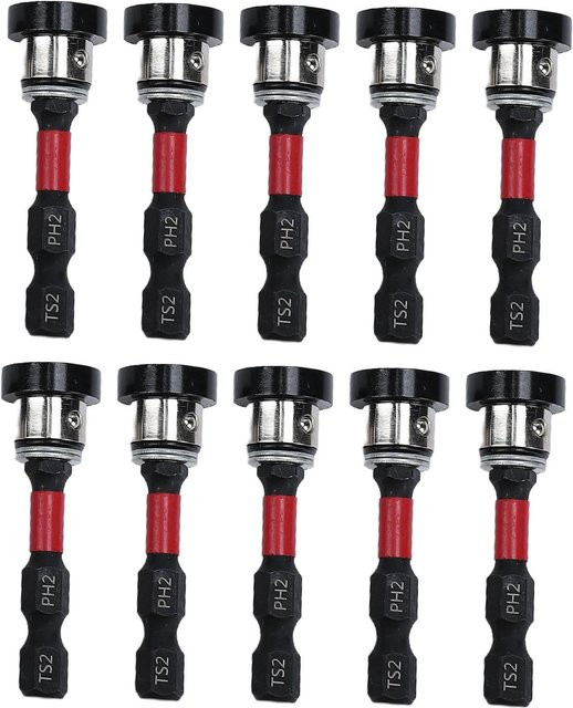 KONNWEI 10 Stück Magnetisches PH2 Schraubendreher Bit Set mit abnehmbarem Aluminiumkragen in Multicolor aus Stahl - Bild 1