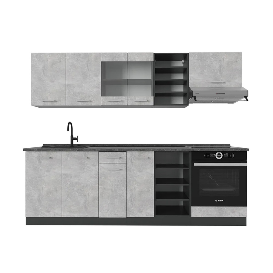 Vicco R-Line Küchenzeile modern in Beton-Optik und Anthrazit, Breite: 240 cm - Bild 2