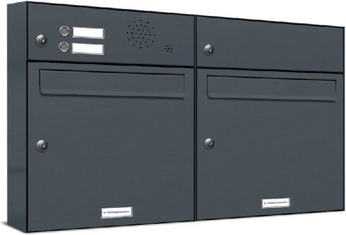 AL Briefkasten für 2 Parteien, Aufputzmontage, grau, B/H/T: 76,6 x 45,6 x 11,6 cm - Bild 1