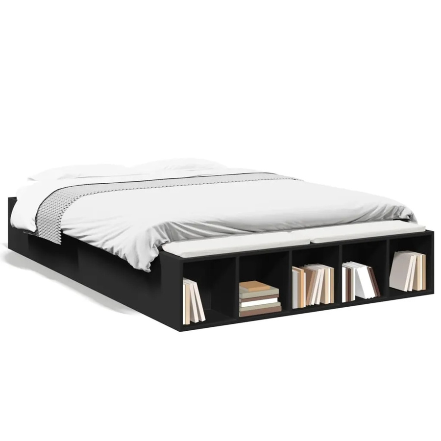 vidaXL Bettgestell modern in Schwarz aus Holzwerkstoff B/T/H: 135 x 190 x 30 cm - Bild 2
