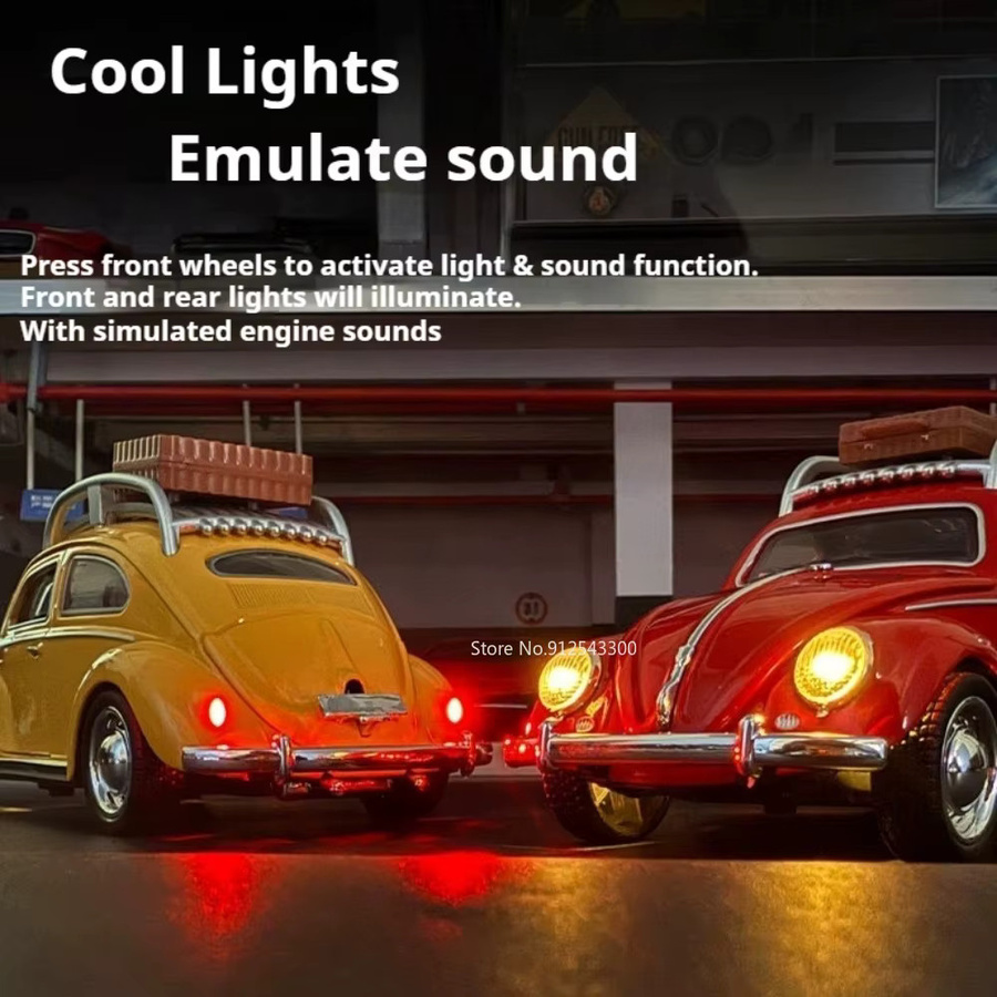 RMZ city Käfer 1955 Automodell Spielzeug, 1:32 Maßstab, mit Sound und Licht, Gelb - Bild 3