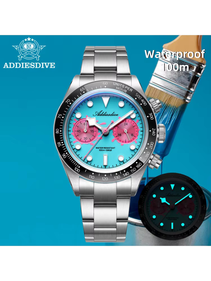ADDIESDIVE Chronograph, Quarz, Edelstahl, Keramiklünette, Herren - Bild 5