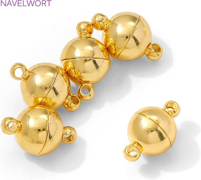 Magnetische Kugelverschlüsse, 18K vergoldet, Messing, Schmuckzubehör - Bild 1