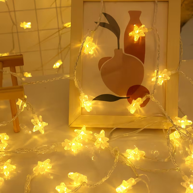 Peach Forest LED-Lichterkette mit Ramadan-Bubble-Sternen in Warmweiß und Gelb, batteriebetrieben, moderne Dekoration für Party und Geburtstag - Bild 1
