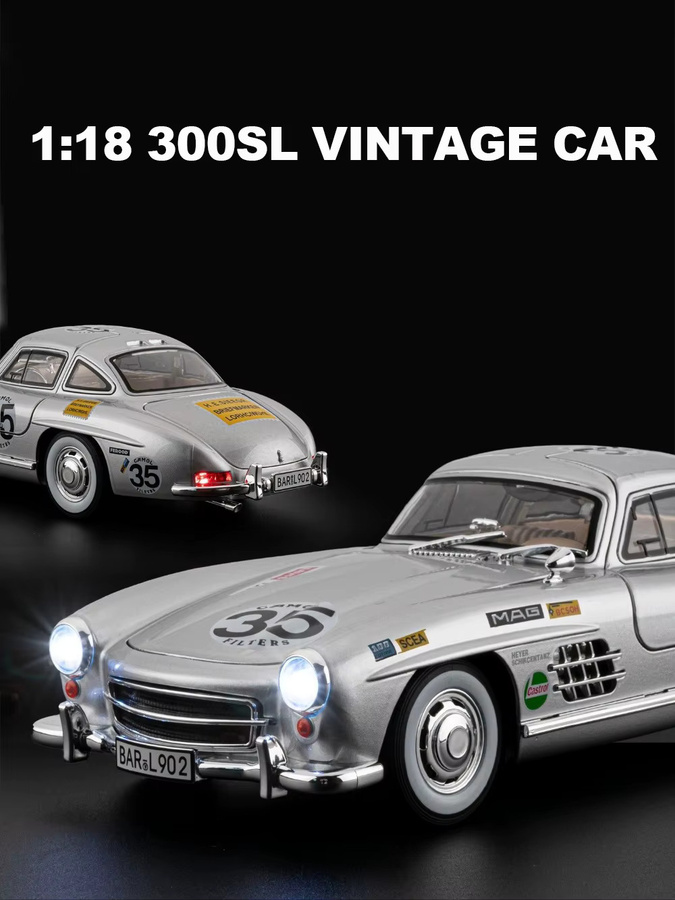 MAKEDA 300SL Modellauto, 1:18 Maßstab, mit Licht und Sound, Grau - Bild 4