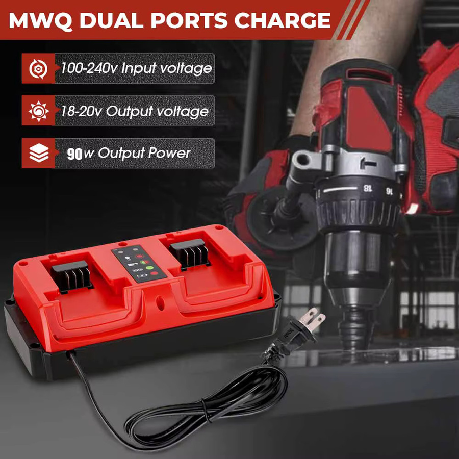 Milwaukee Mini Dual Schnelles Ladegerät für M18 14,4 V und 18 V Lithium-Batterien in Rot - Bild 3