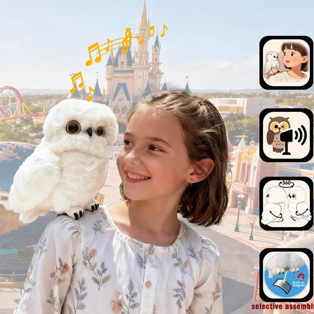 Luckymee Magische Plüsch-Eule, Interaktives Spielzeug, mit Aufnahmefunktion und Kopfdrehung, ab 3 Jahren - Bild 1