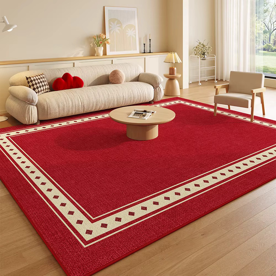 VIKAMA Wohnzimmerteppich in Rot und Cremefarben, moderner rechteckiger Bodenmatte für Wohnzimmer, Esszimmer oder Schlafzimmer - Bild 1