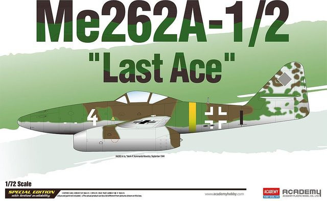Academy Messerschmitt Me 262 A-1/2 Last Ace, Modellbausatz, 1:72 - Bild 1