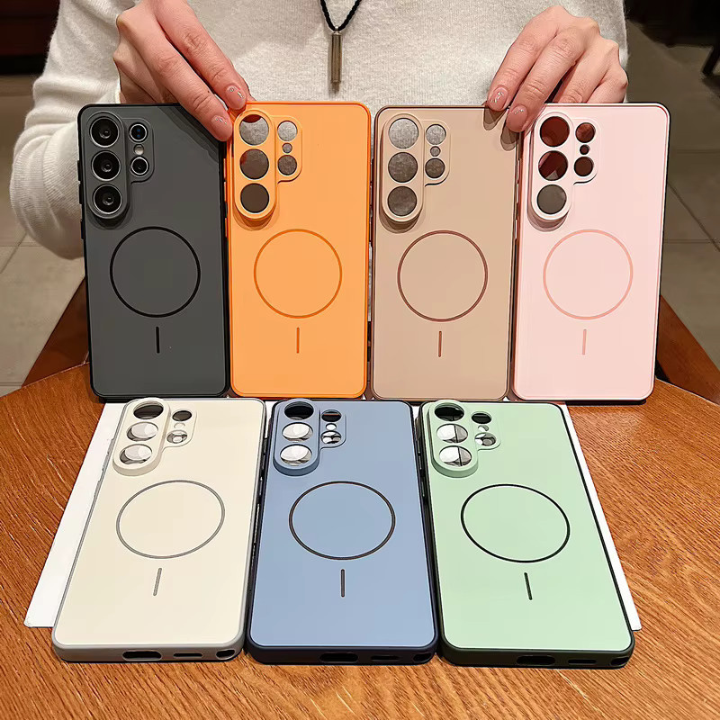 Magnetische Hartschalen-Handyhülle von MOESOE für Samsung Galaxy S26 S25 S24 S23 S22 Ultra Plus S25 Edge S24 FE A56 A37 A17 A55 A26 5G A36 A35 in Orange - Bild 5
