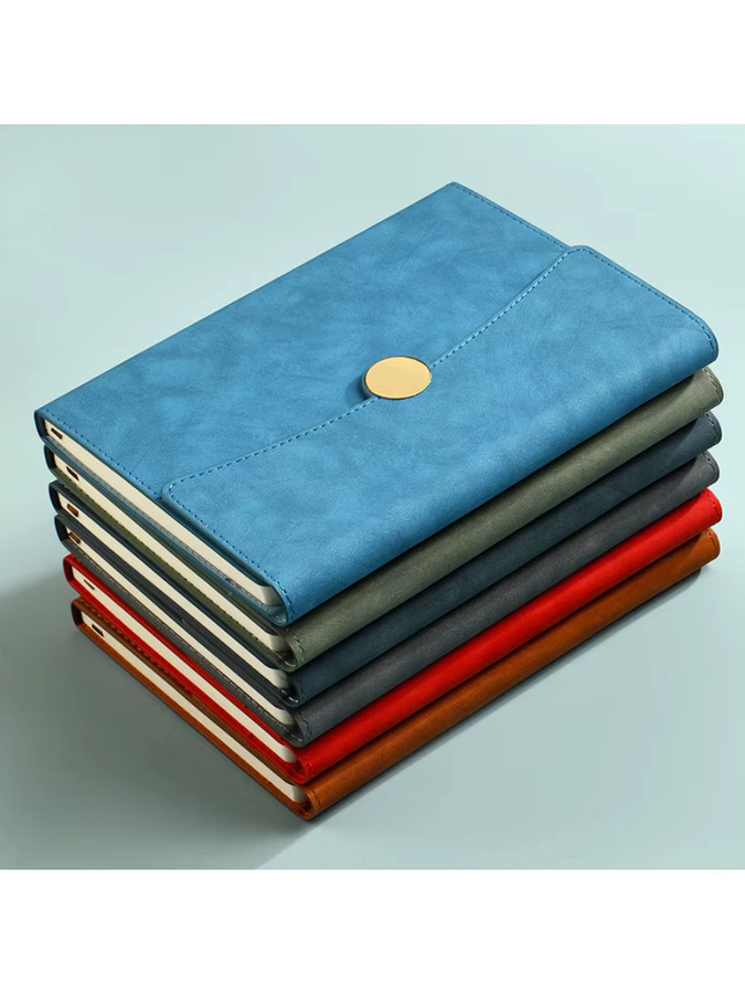 HUALIWEN Business-Notizbuch A5 mit Hardcover aus Kunstleder in Blau, dreifach faltbarer Notizblock mit linierten Seiten - Bild 5