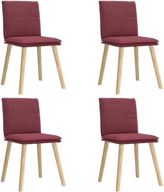 Set aus 4 vidaXL Esszimmerstühlen in Weinrot aus Stoff und Gummibaumholz, Höhe: 86 cm, Breite: 47,5 cm, Tiefe: 54 cm - Bild 1