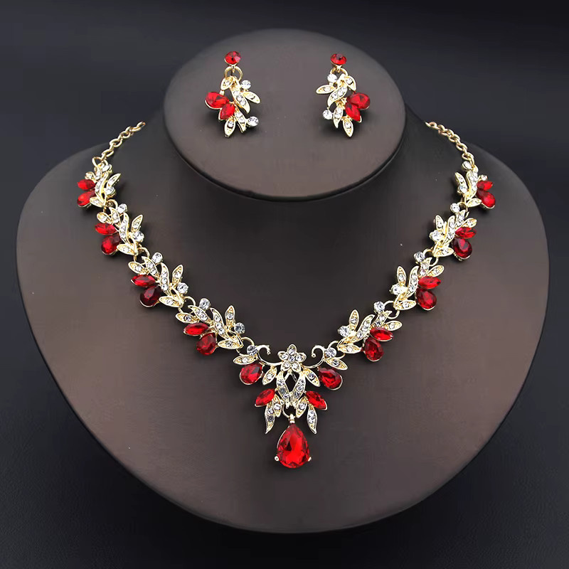 Cenmon Schmuck-Set, Halskette, Ohrringe, Gold, Kristall, Damen - Bild 1